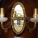 Reccagni wall light pair in brass and frosted glass.