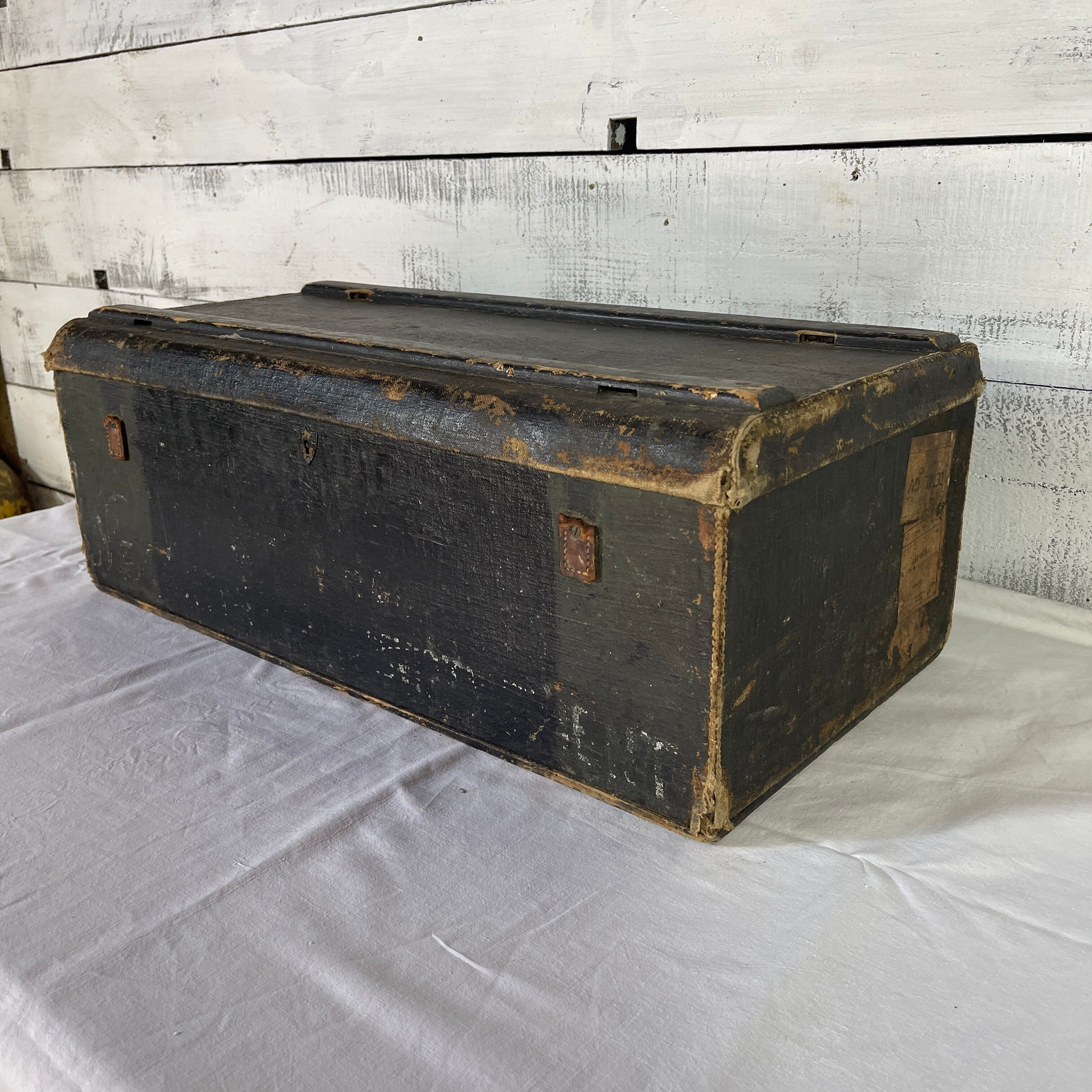 Old black canvas trunk