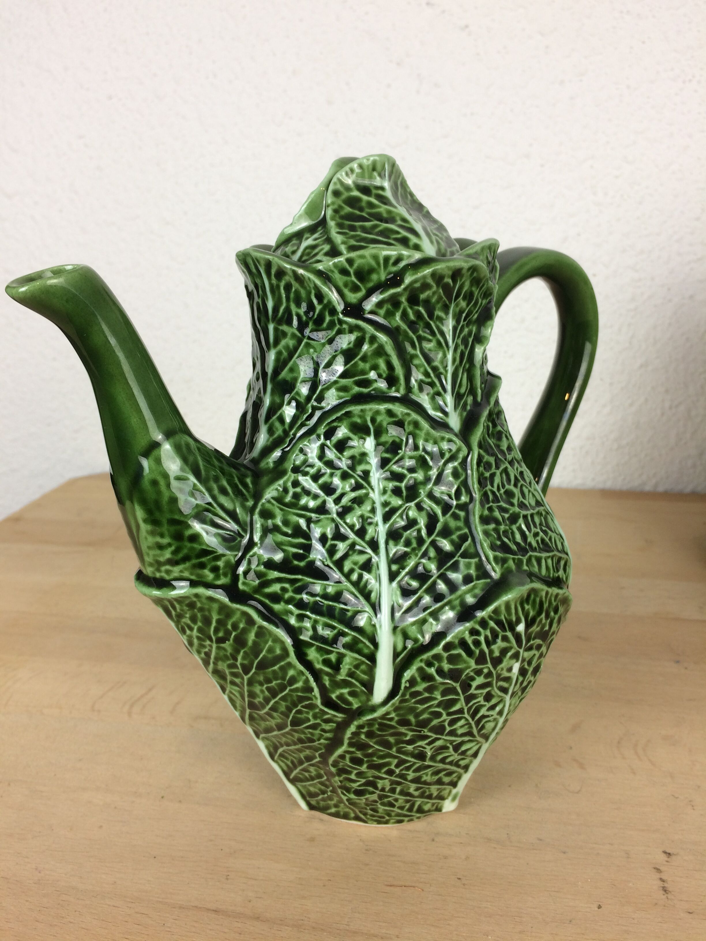 Ceramic cabbage tea set, 6 cups, teapot