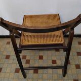 Set of 4 vintage 1970s folding chairs in wood and caning