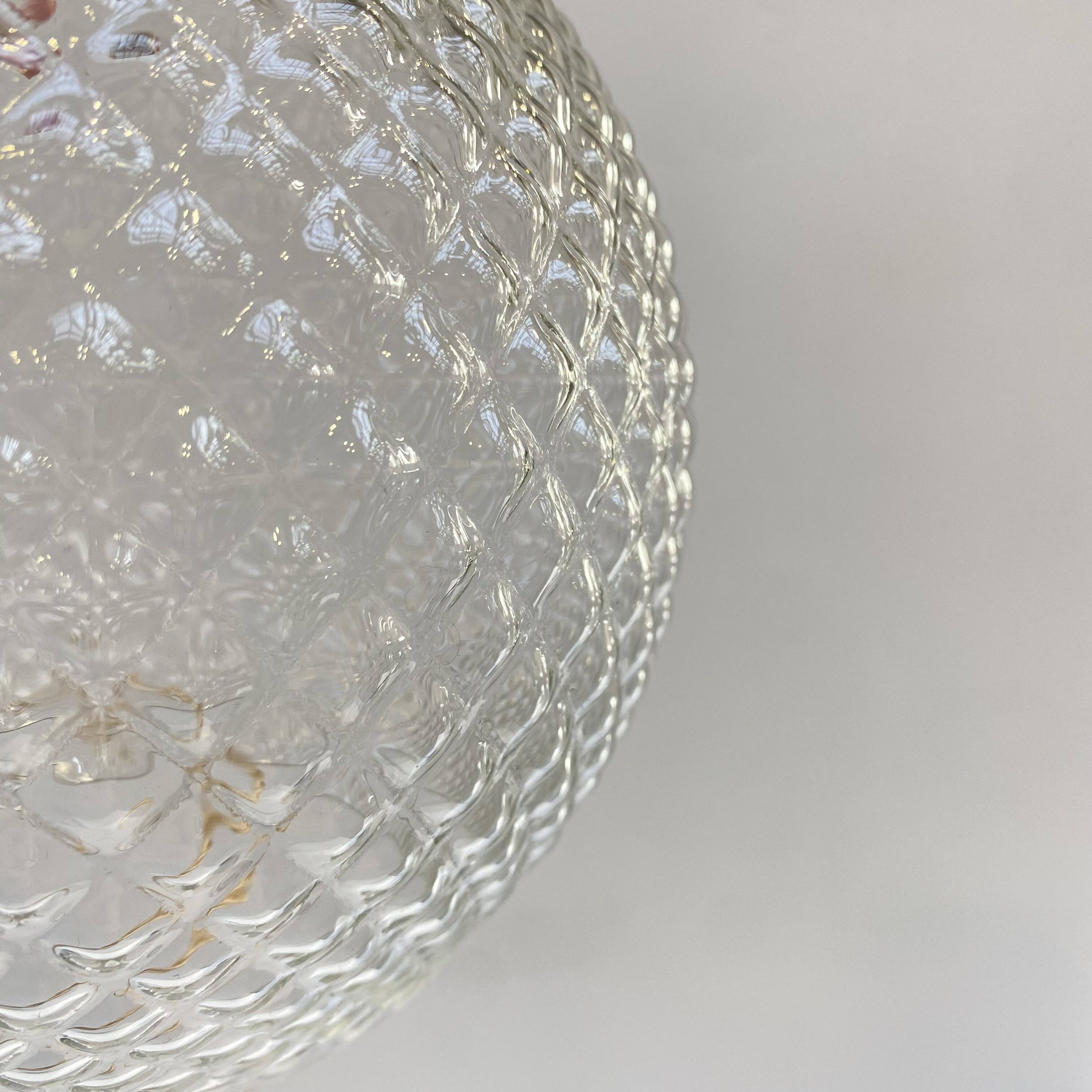 Large vintage pendant light in molded pressed glass