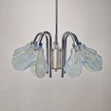 Italian Ceiling Lamp with Five Blue Murano Glass Lamshades – 1970s