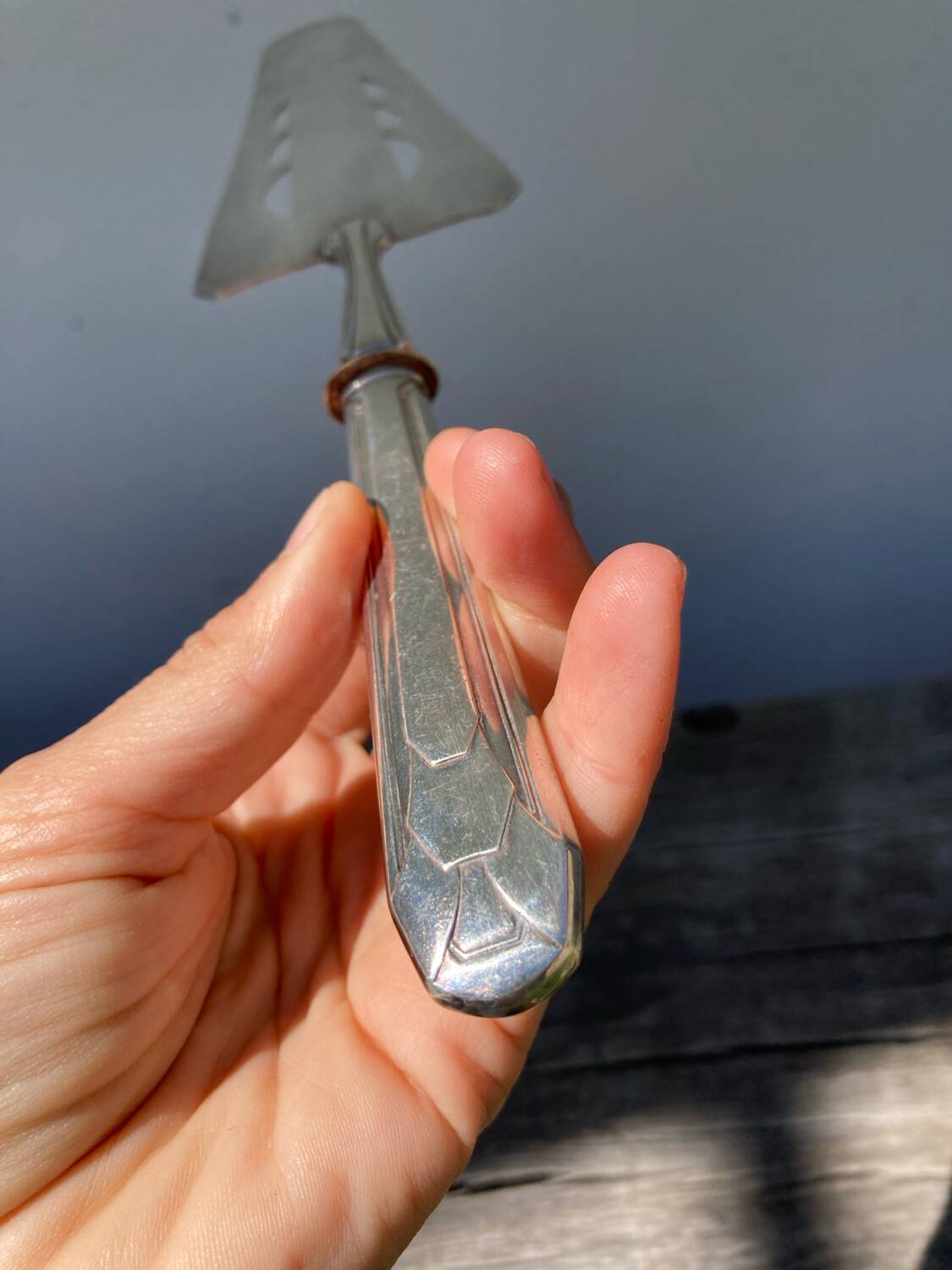 Silver metal art deco pie server