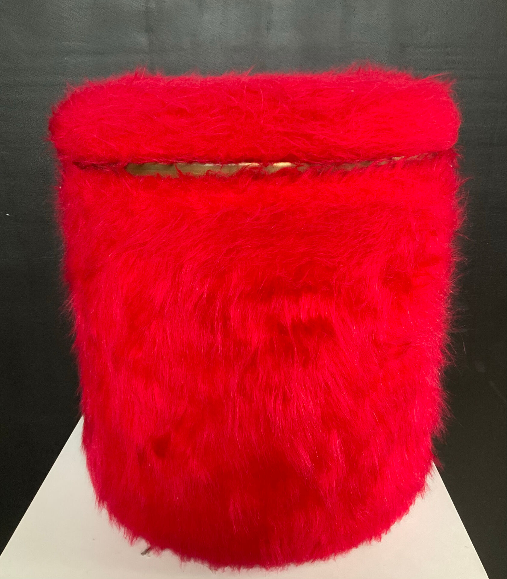 Faux fur storage pouffe from the 60s-70s.