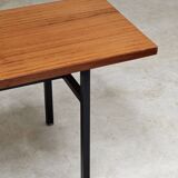 Table basse en métal et bois, ex Tchécoslovaquie 1970