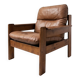 Brutalist leather armchair, 1960s