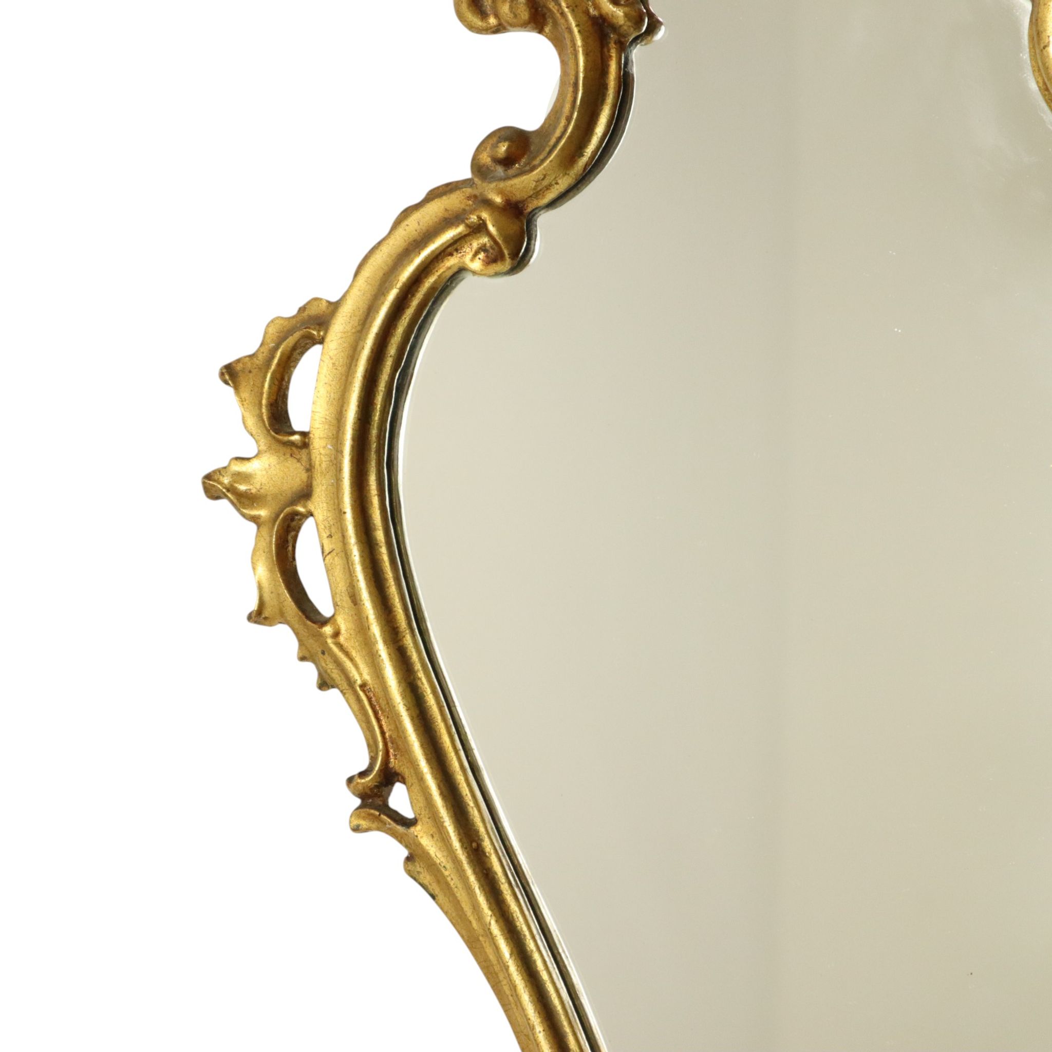 Miroir classique étroit à crête doré à la feuille d'or de style baroque 72 cm