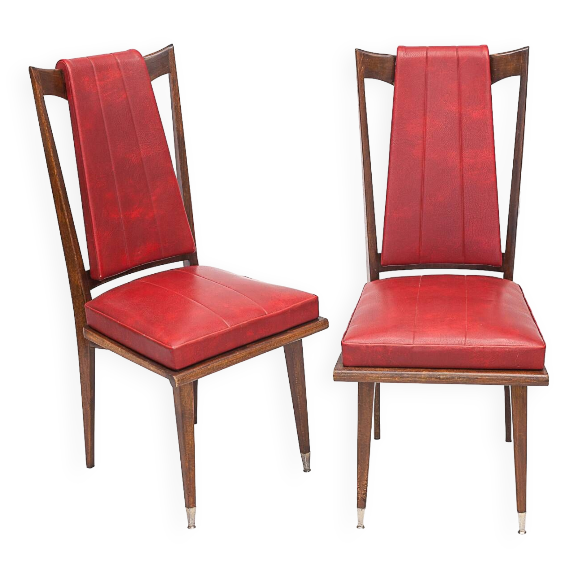 Pair of red Art Deco chairs, 1950
