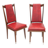Pair of red Art Deco chairs, 1950