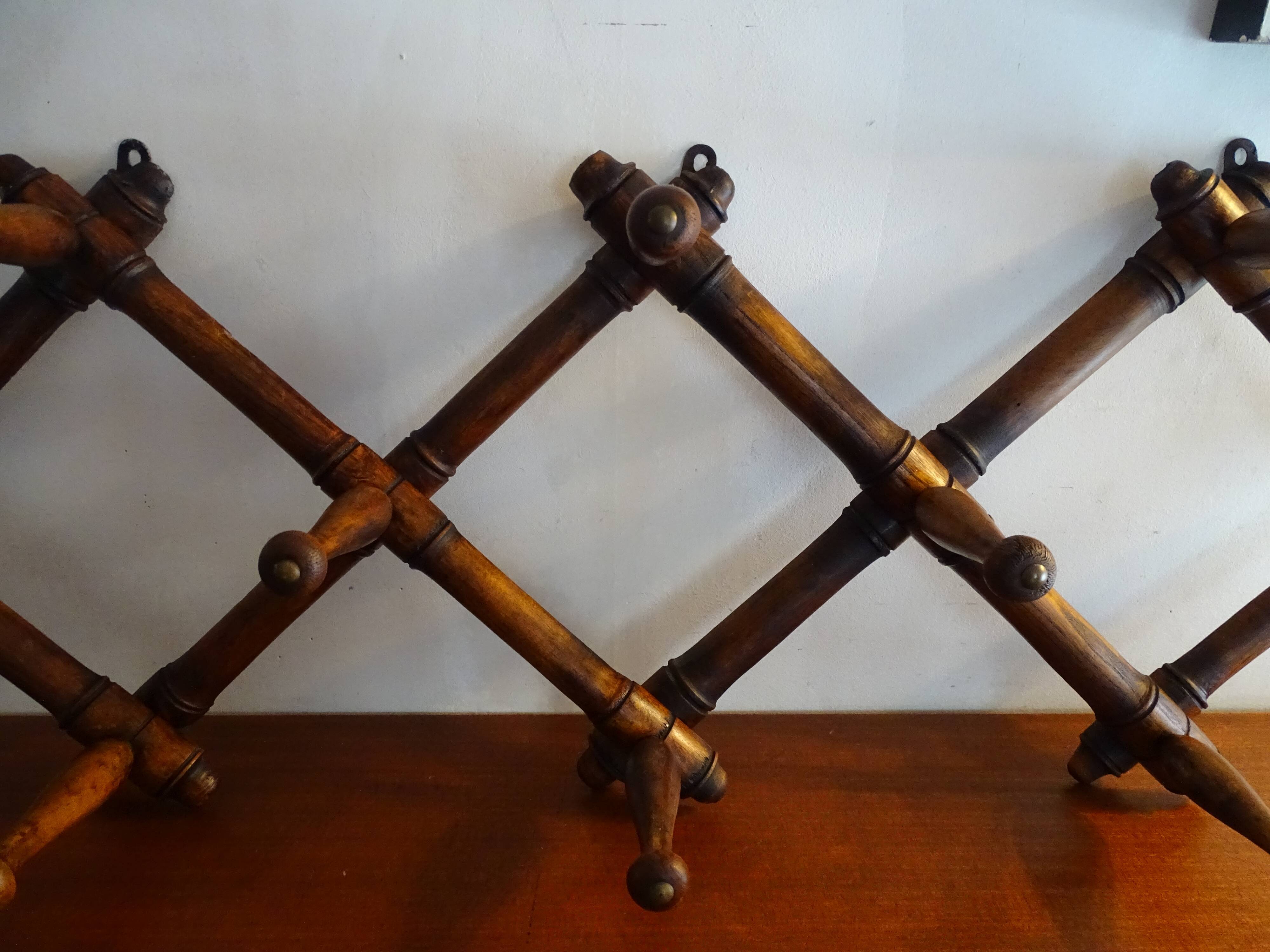 Folding wooden wall coat rack 10 hooks