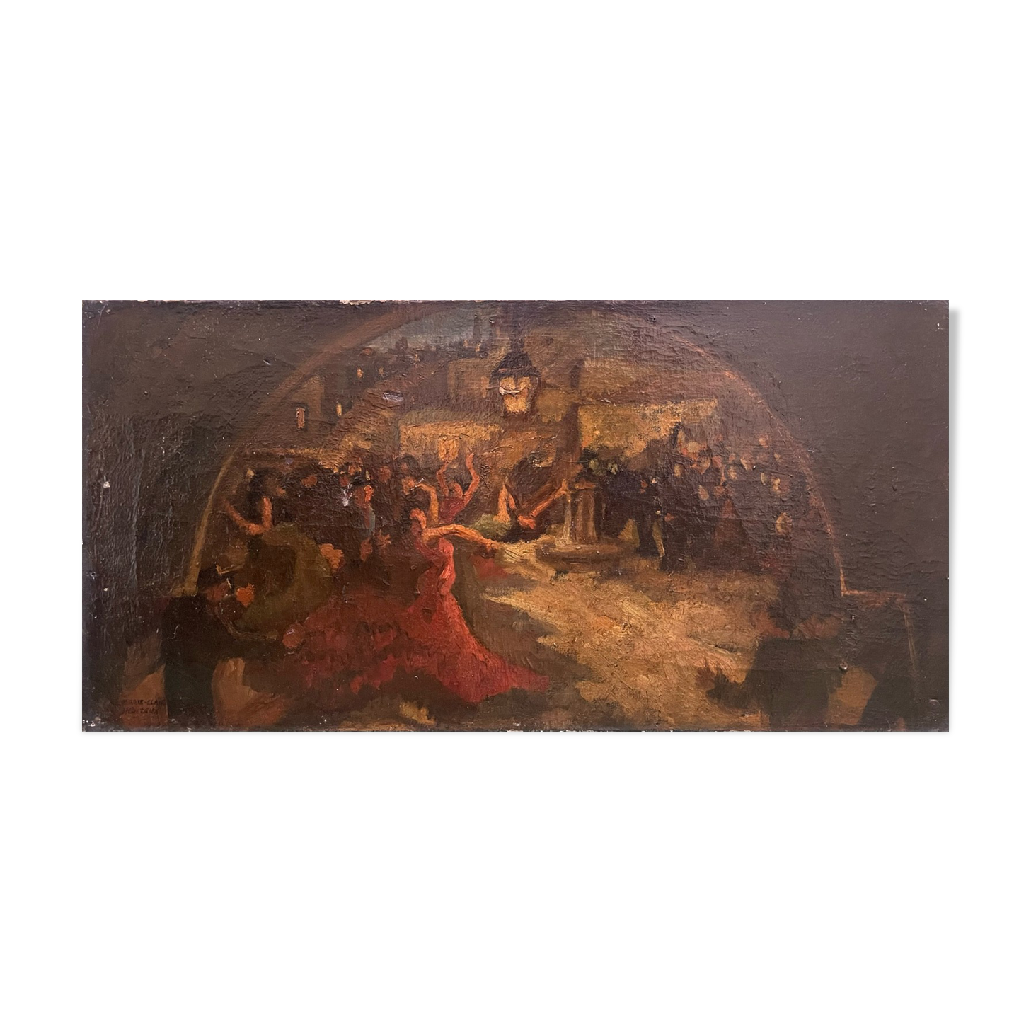 Painting old flamenco dancer Seville early 20th century