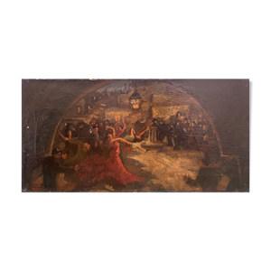 Tableau peinture ancienne danseuse