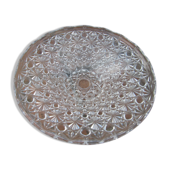 Plat, coupe de fruits en verre ciselé, diamètre 33 cm, France