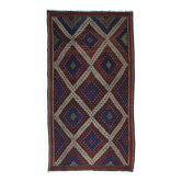 Turkish Kilim Yuruk Vintage 175x342 cm Geometric Blue Brown