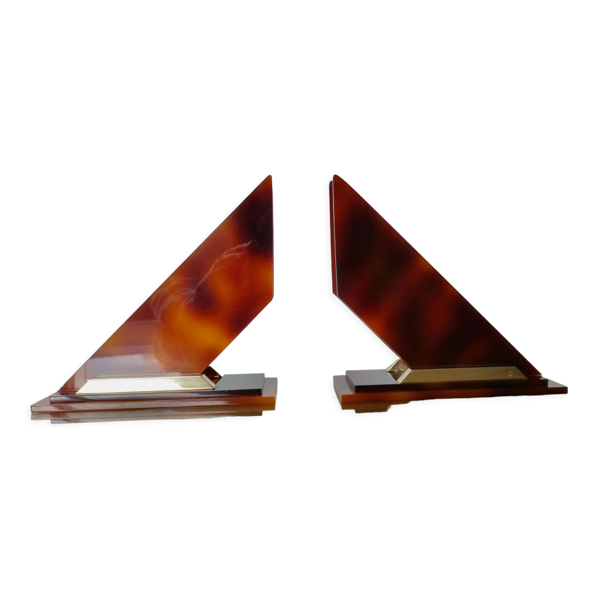 Paire de serre livres en plexiglas façon écaille pour Roche Bobois années 70