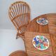 Bamboo table with extensions, 3 chairs and 3 stools from the 1960s.