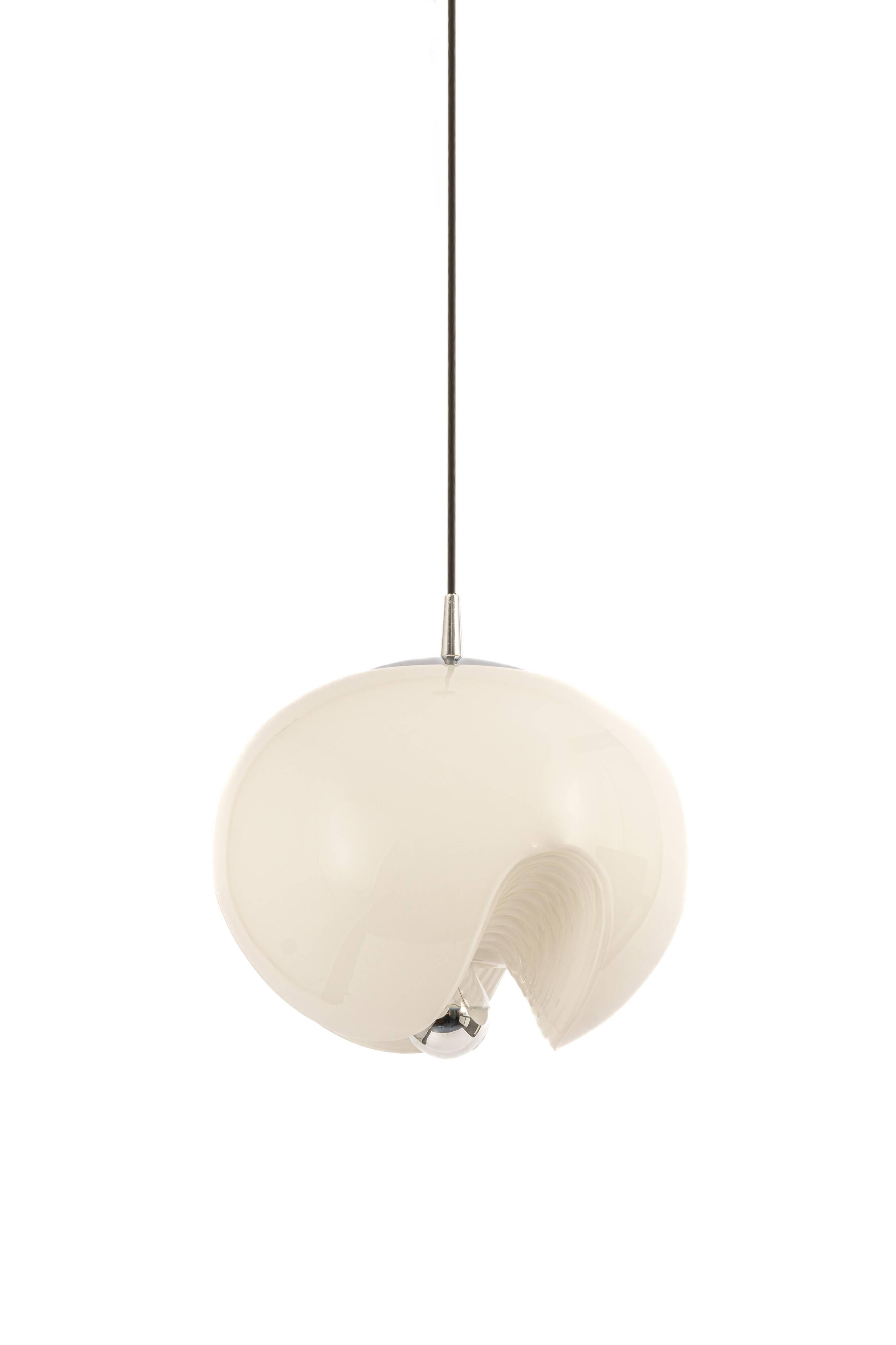 Opaline glass pendant lamps by Peill & Putzler, Germany, 1970s