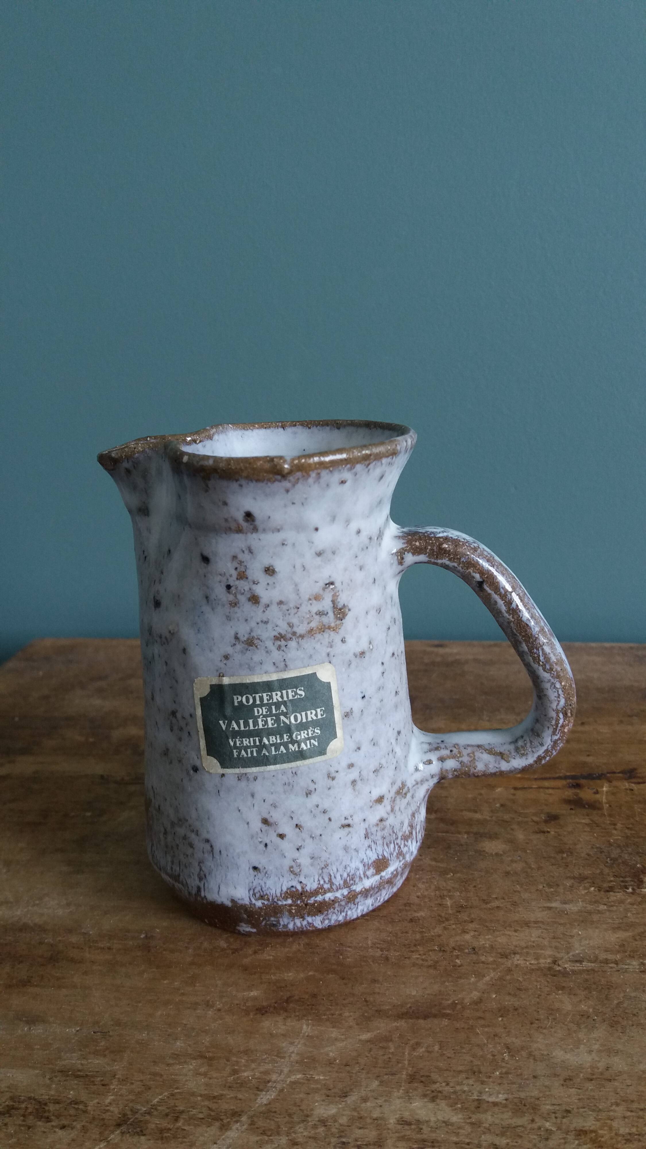 Stoneware pitcher from Berry signed Les Poteries de la Vallée Noire.