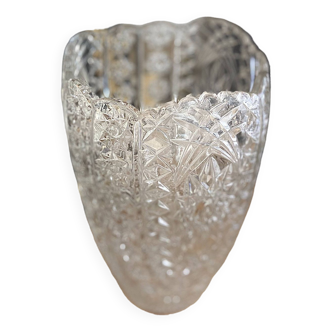 Flower cut crystal vase