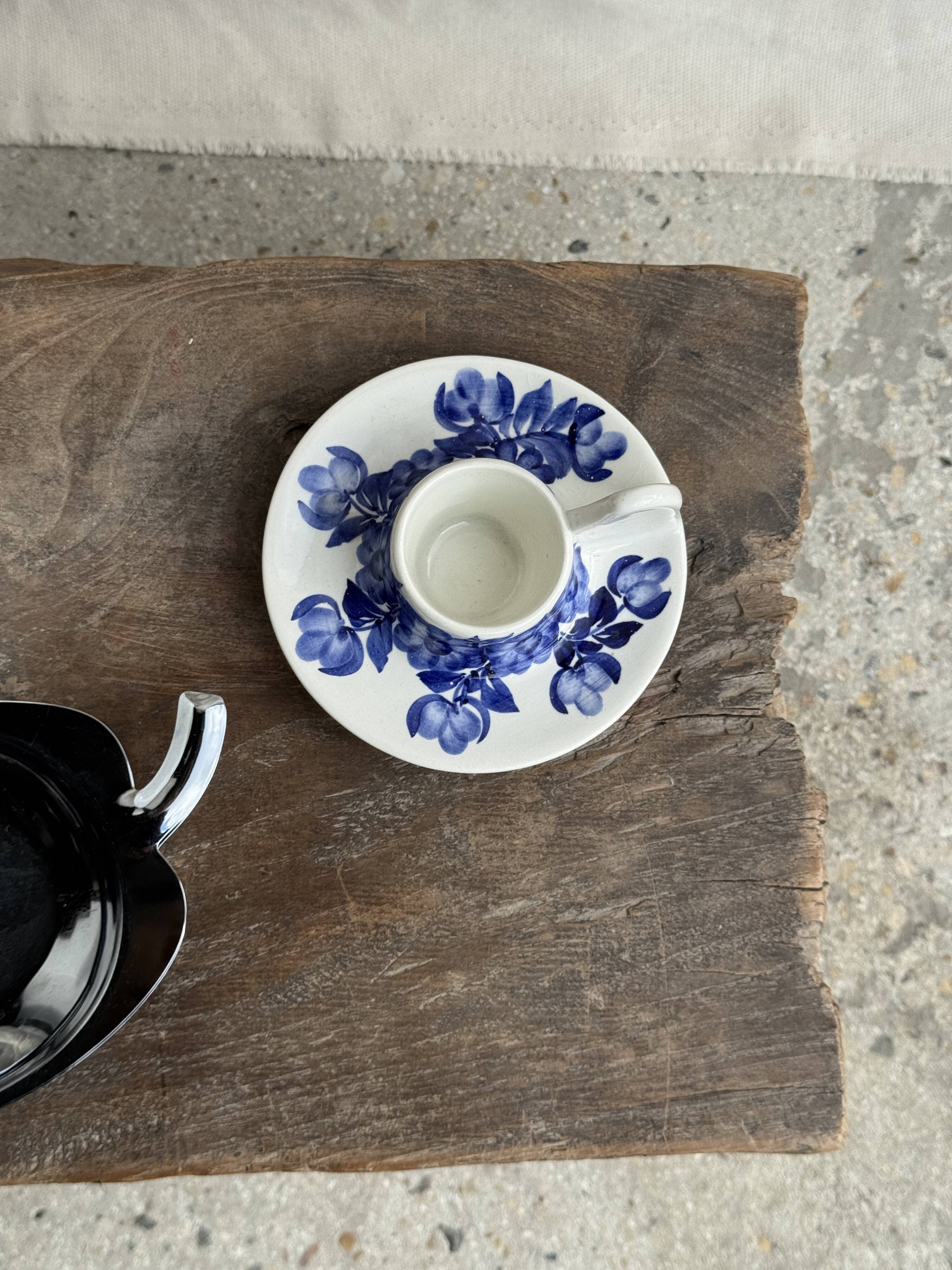 Vintage blue and white hand-held egg cup Poland D13