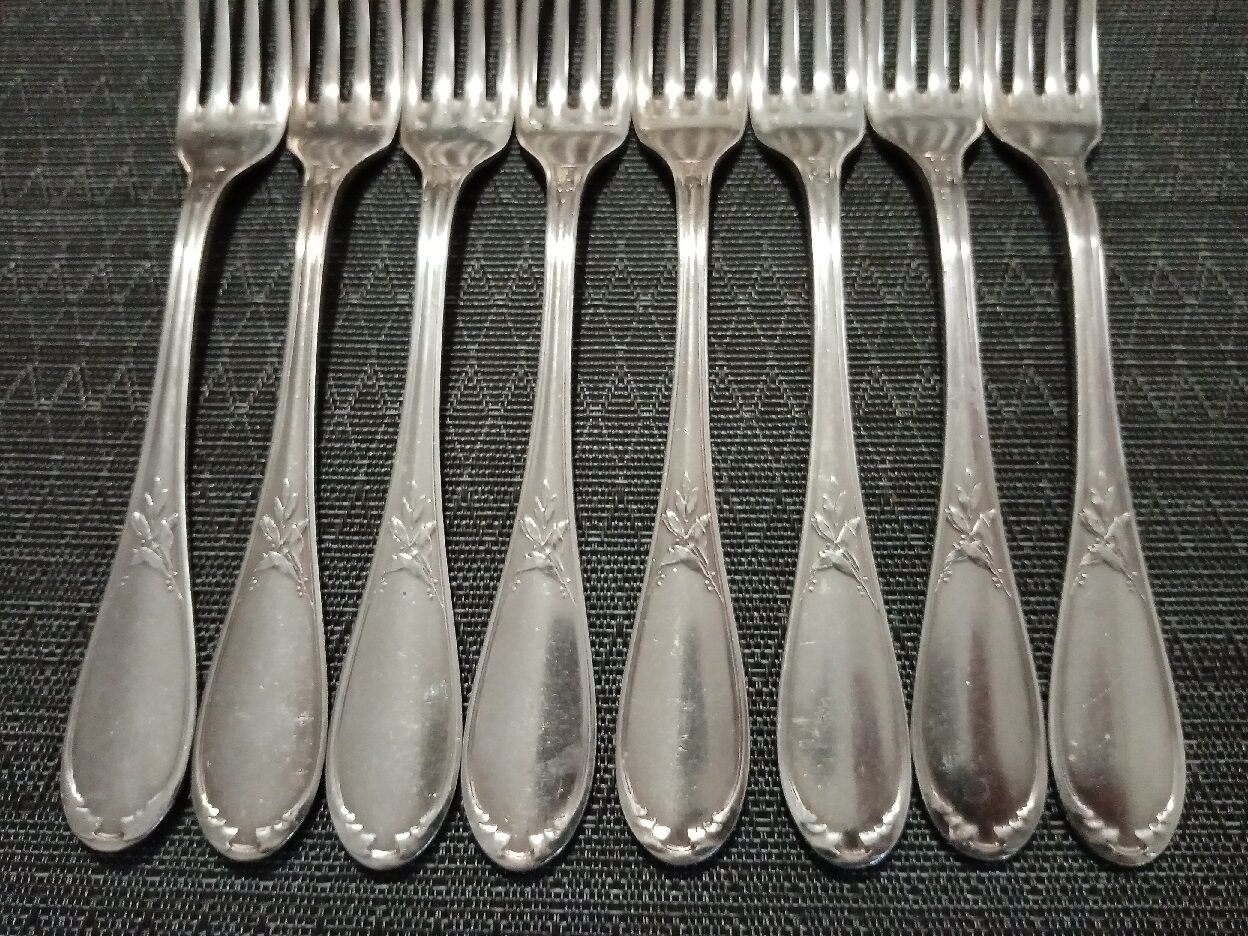 Set of 8 table forks silver metal Ercuis