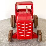 Large wooden tractor "La Ferme de Joujoulac", vintage toy.