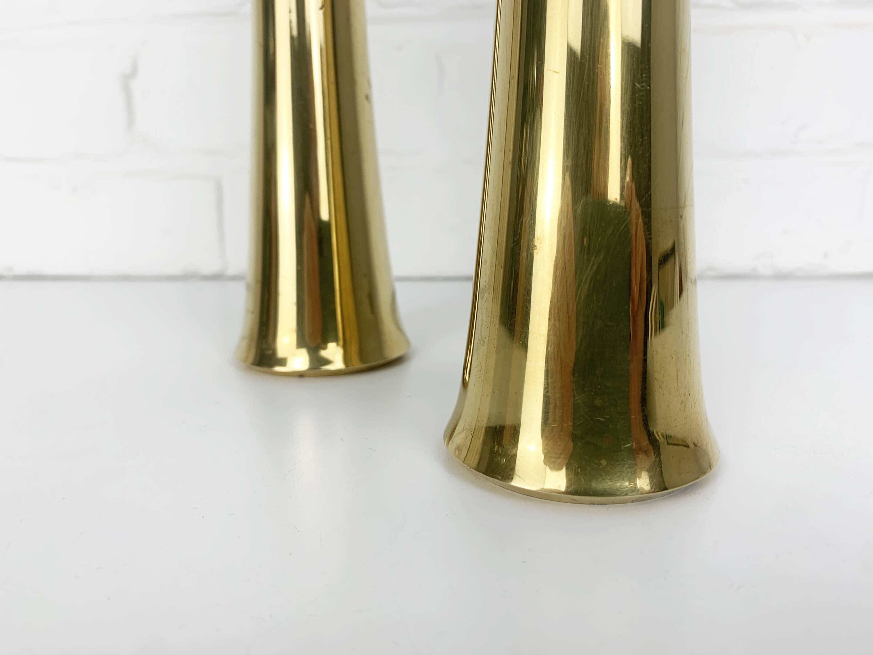 Pair of Scandinavian brass candle holders Jens Harald Quistgaard Dansk Design Denmark 1960-70