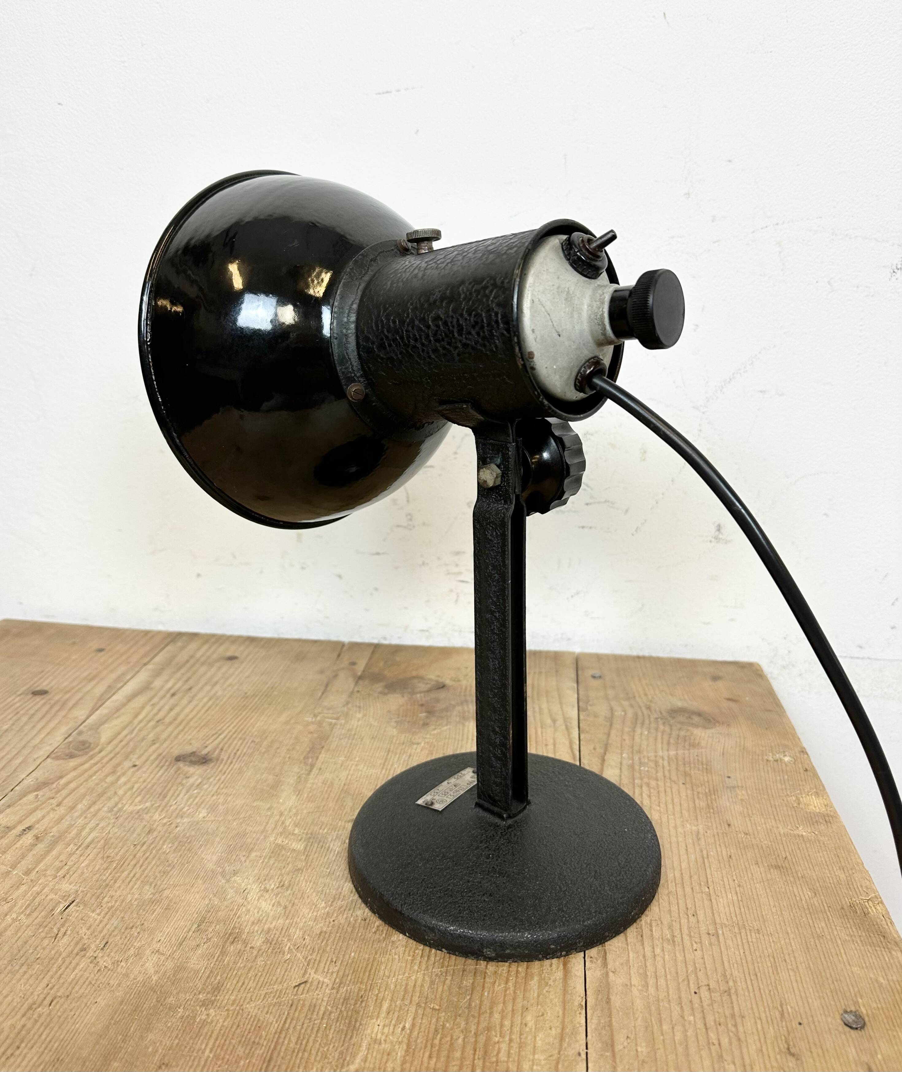 Vintage black enamel table photo lamp, 1950s