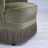 1970s, Danish highback armchair, green furniture velour.