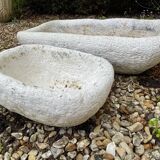 2 reconstituted stone planters