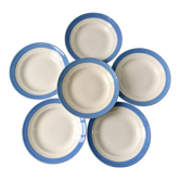 6 hollow plates sky blue Saint-Amand model "Languedoc" 50s