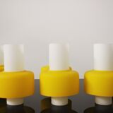 Vintage chandelier in brass and glass