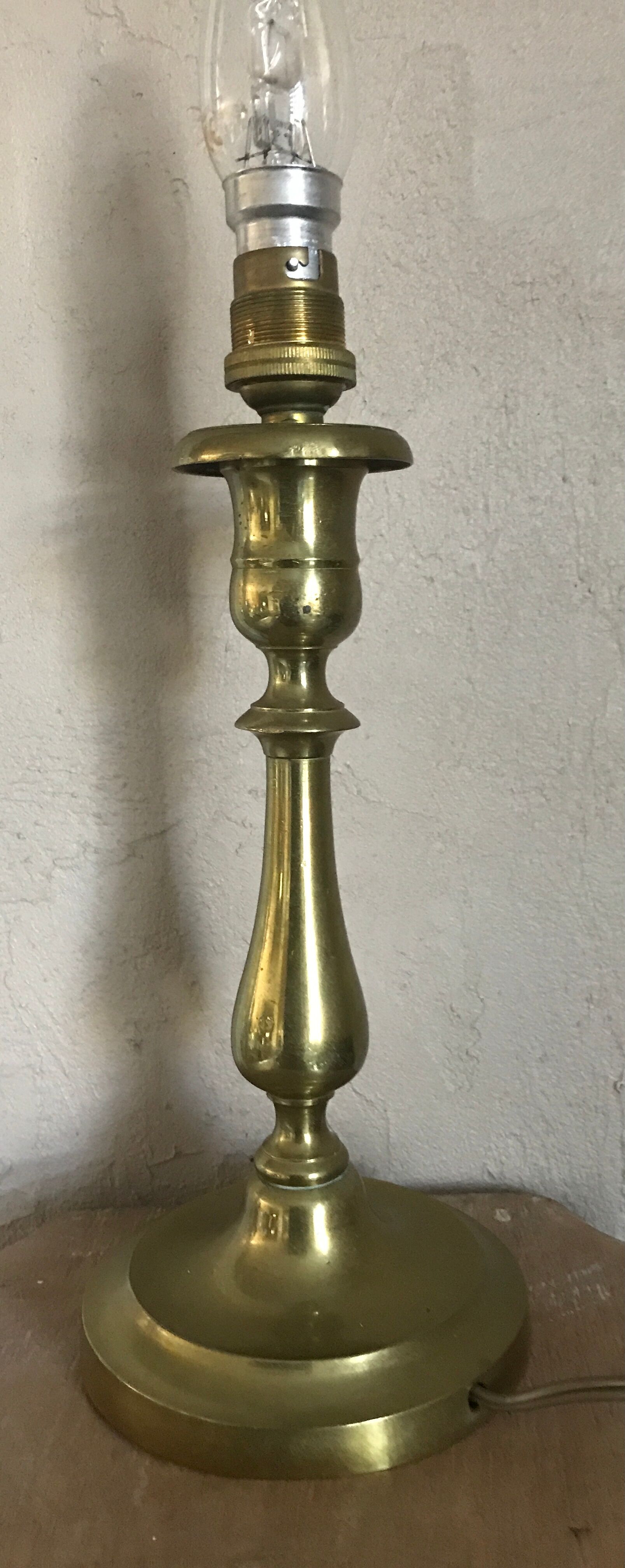 Lamp foot candle holder shape in solid brass 26.5 cm
