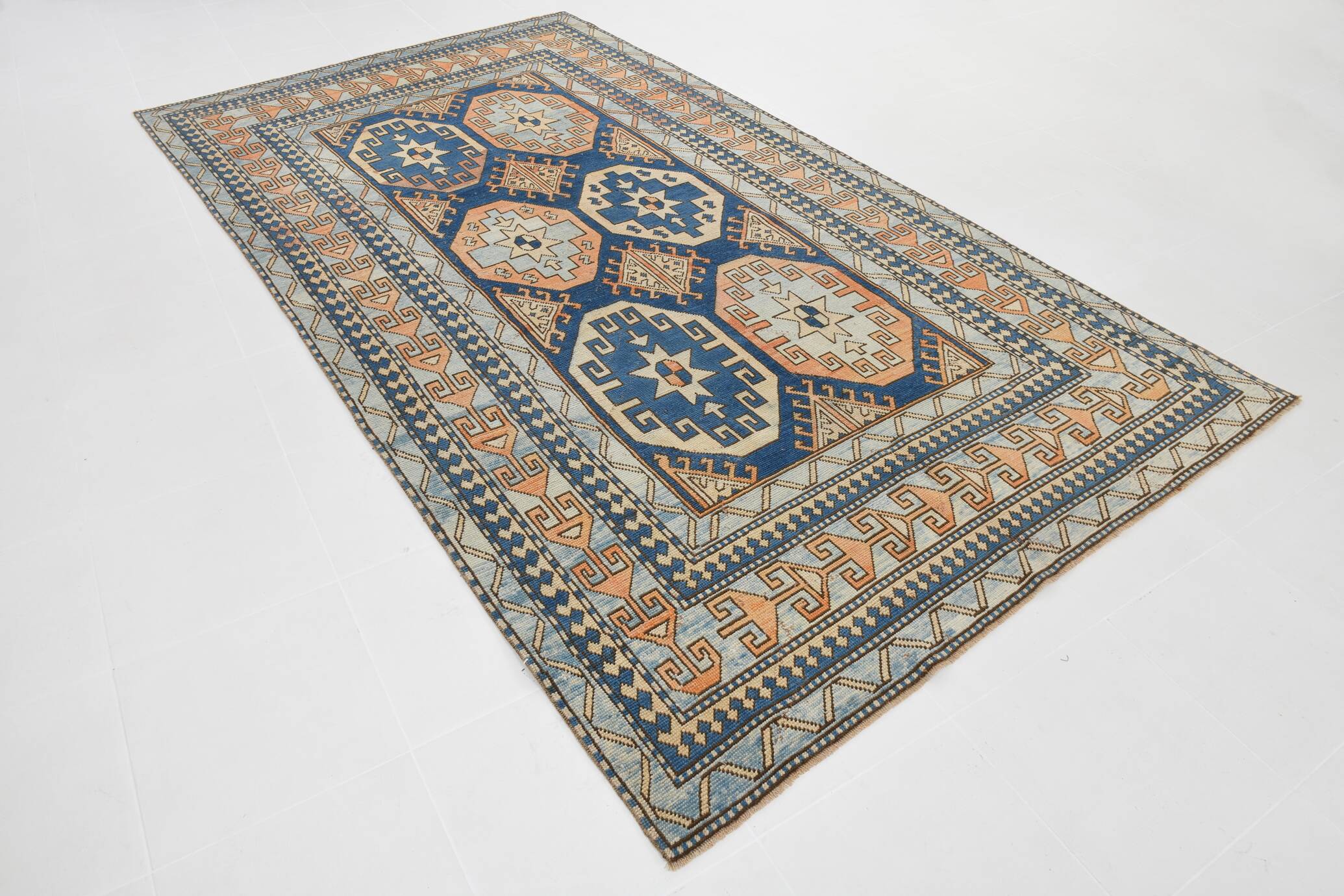 6x11 Unique Handmade Blue Persian Rug, 188x328Cm