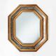 Gilded octagonal mirror by Deknudt Belgium decorated with smoked mirror gla