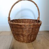Large round vintage wicker basket