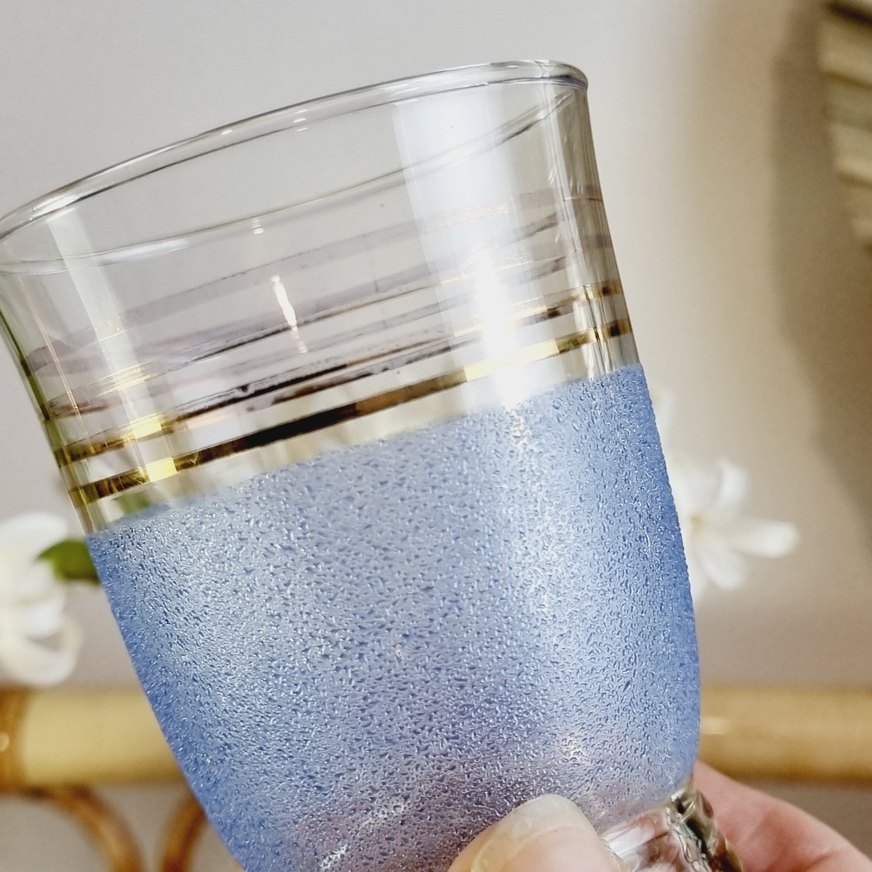 Set of 15 colored granite glasses