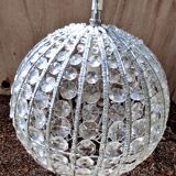 Ball shaped chandelier with hexagonal tassels and transparent pearls Vintage