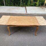 Extendable Louis XV dining table in solid oak wood and marquetry 250cm