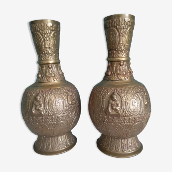 Pair of ancient asian bronze vases