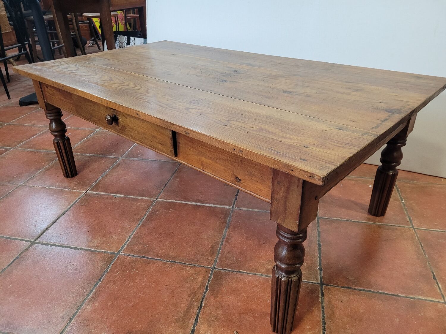 Antique coffee table with 1 drawer, 130×74cms