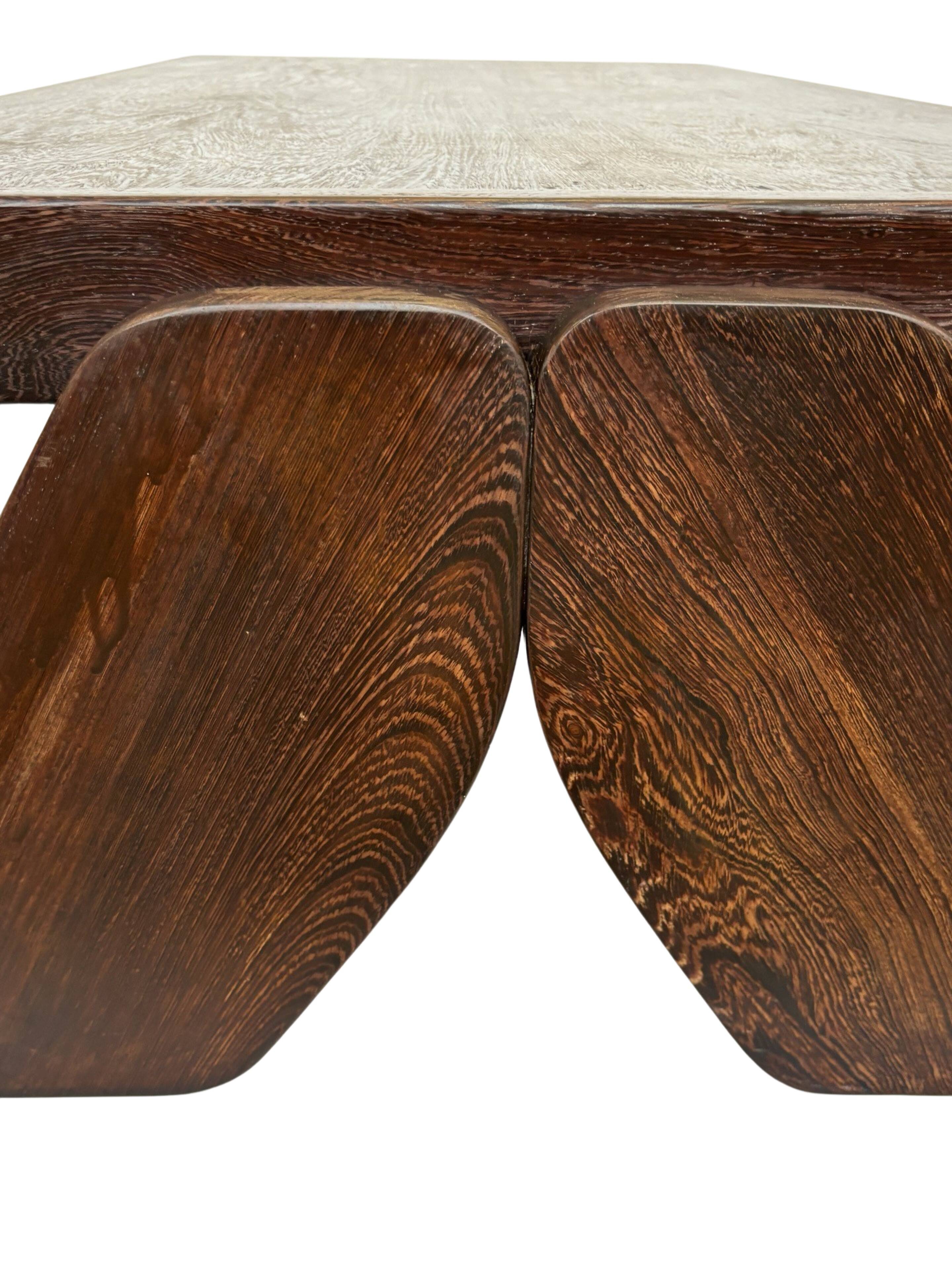 Vintage Coffee Table Wengé Brutalist Postmodern 70's Design