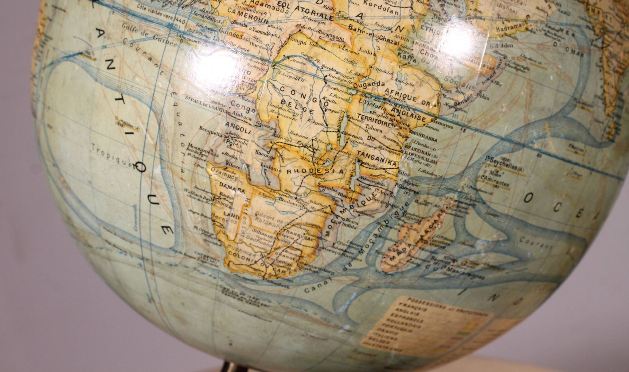 Terrestrial globe by J. Forest from the early 20th century