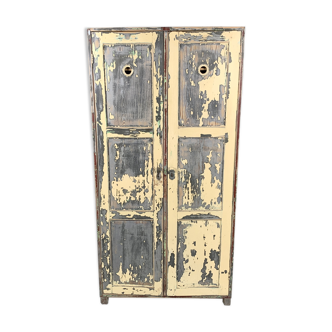 Vintage wooden wardrobe, original paint, 1930s