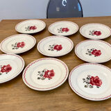 Dessert service 9 vintage Badonviller porcelain plates from the 60s