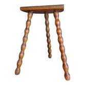 Petit tabouret tripode vintage – Pieds torsadés –