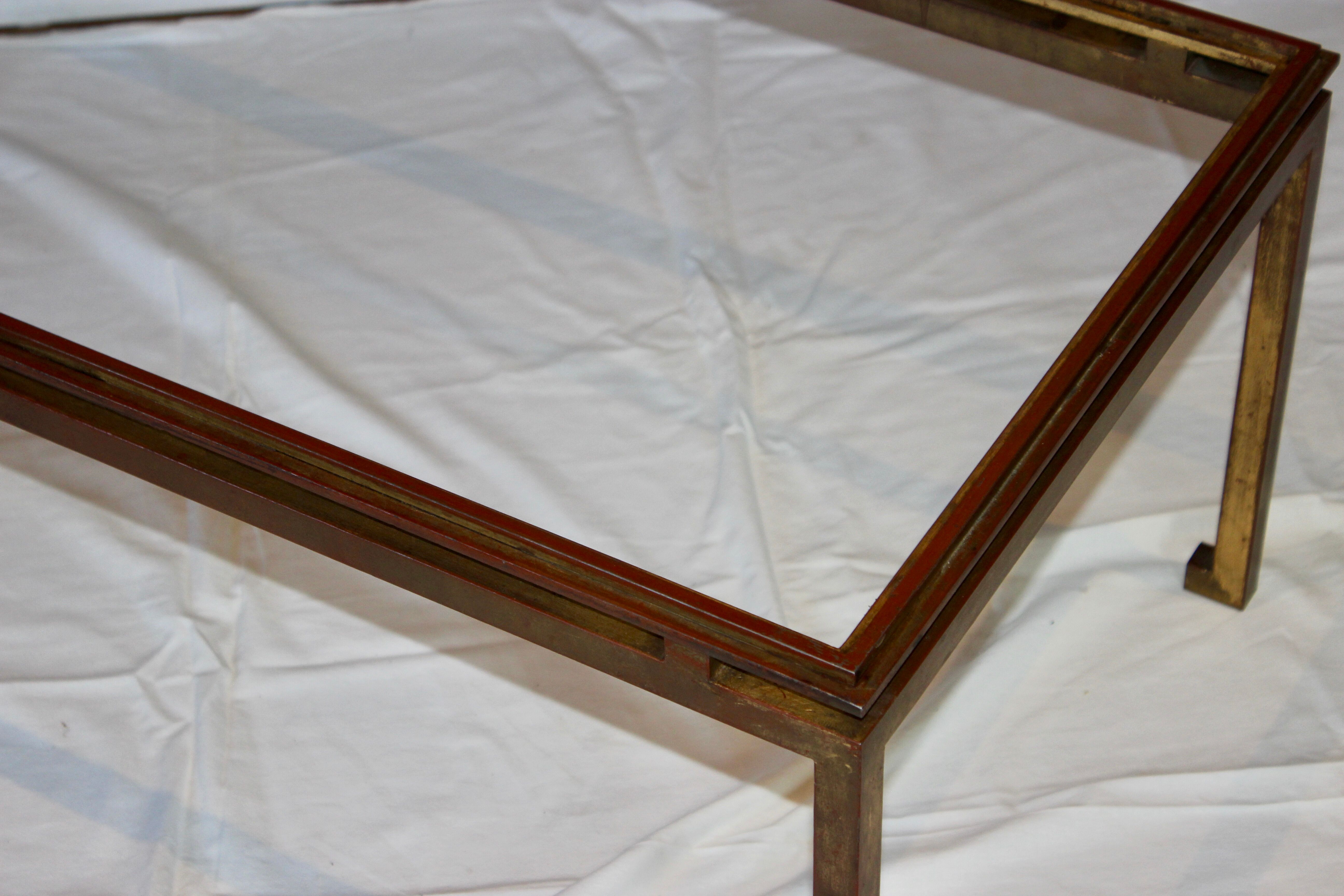Rectangular gold wrought iron coffee table on sheet, Ramsay House