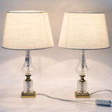 Paire de lampes de table néo-classique cristal d'albret