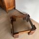 Square coffee table in solid wood and smoked glass – 70s