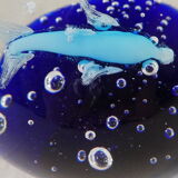 Sulphide / Paperweight THE DOLPHINS with a blue background